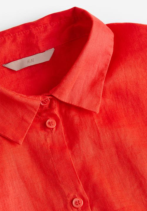 H&M - Cropped linen shirt - bright orange