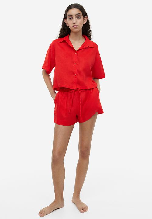 H&M - Cropped linen shirt - bright orange