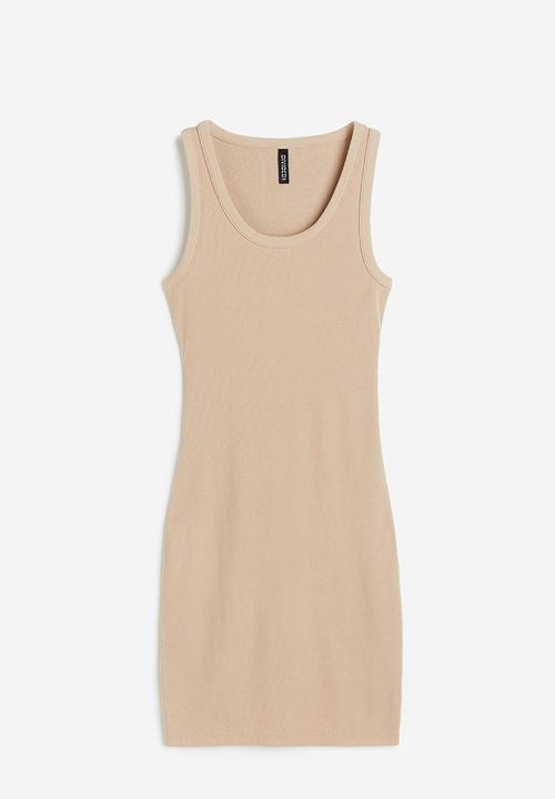 H&M - Ribbed bodycon dress - beige