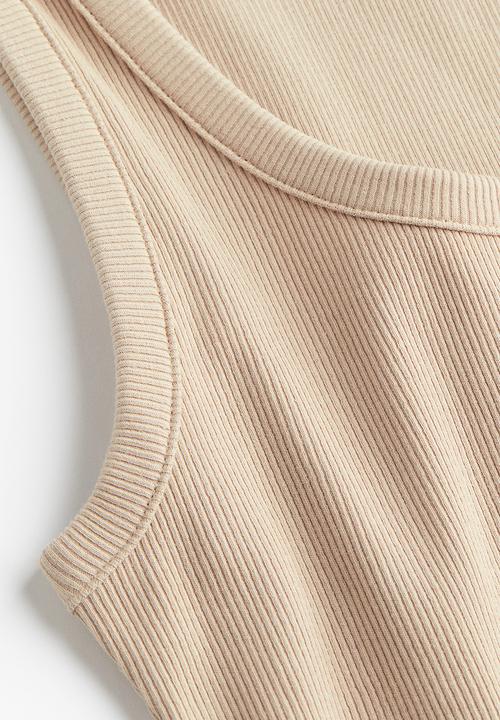 H&M - Ribbed bodycon dress - beige