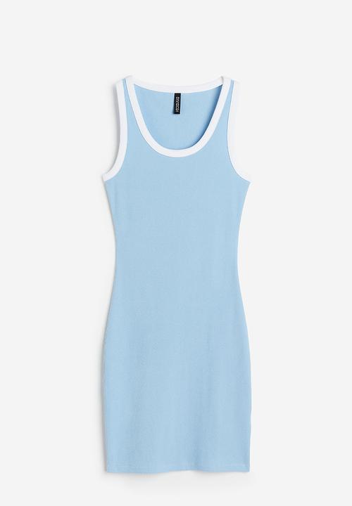 H&M - Ribbed bodycon dress - light blue 