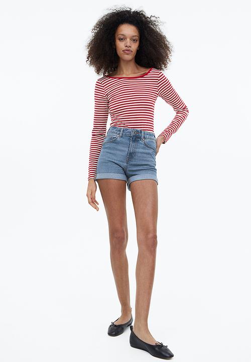 H&M - Slim high denim shorts - denim blue