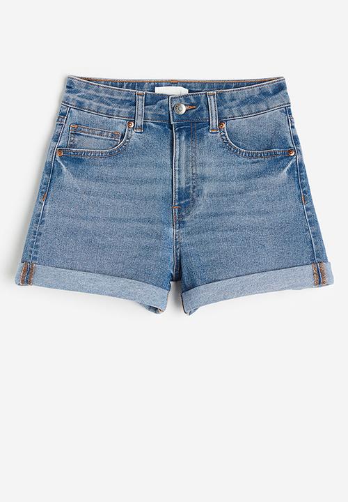H&M - Slim high denim shorts - denim blue