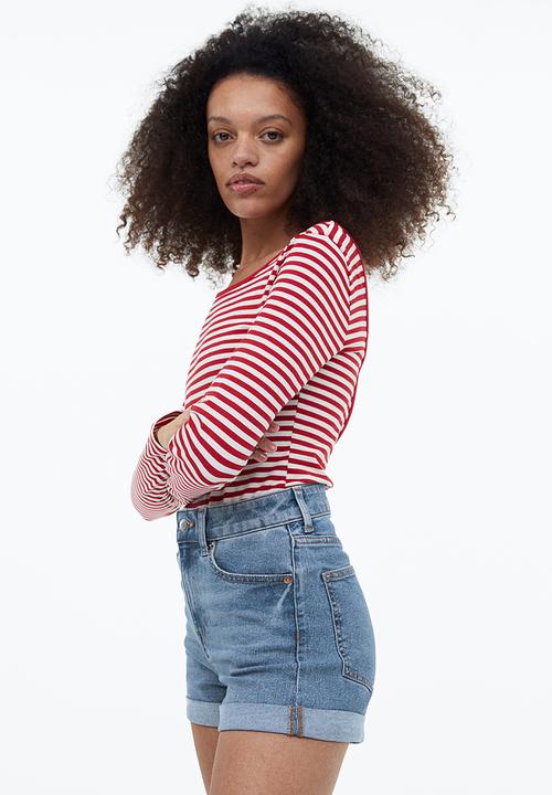 H&M - Slim high denim shorts - denim blue