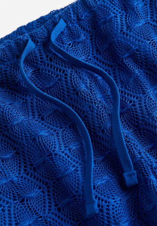 H&M - Crochet-look pull-on trousers - bright blue