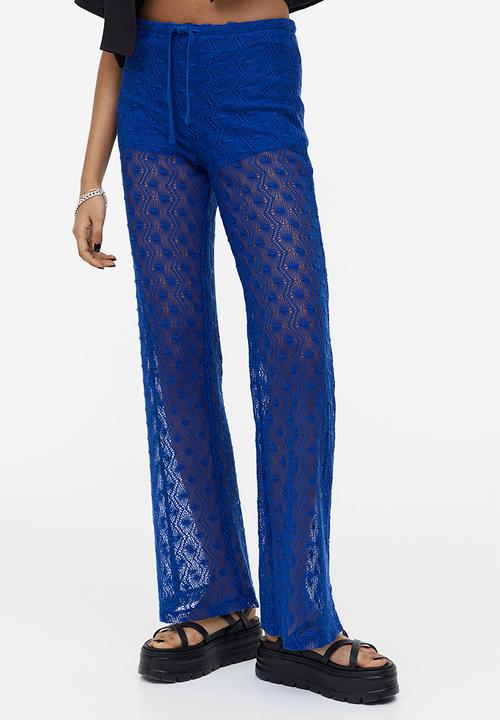H&M - Crochet-look pull-on trousers - bright blue