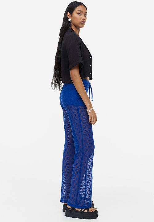 H&M - Crochet-look pull-on trousers - bright blue