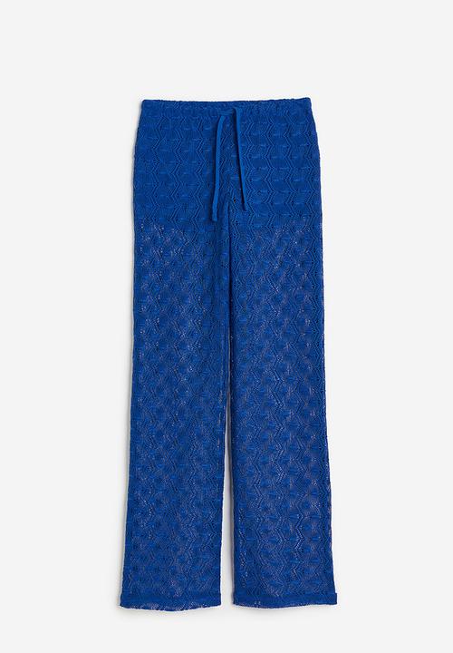H&M - Crochet-look pull-on trousers - bright blue
