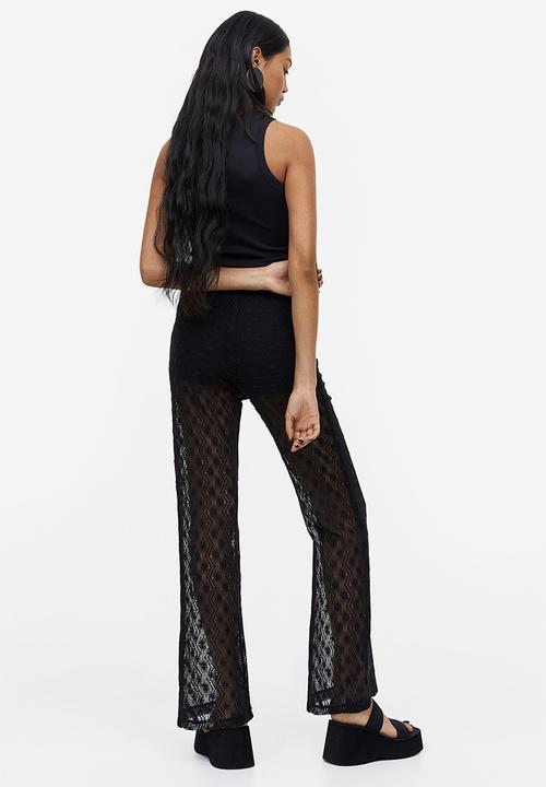 H&M - Crochet-look pull-on trousers - black