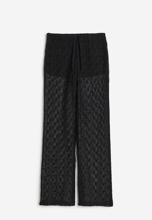 H&M - Crochet-look pull-on trousers - black