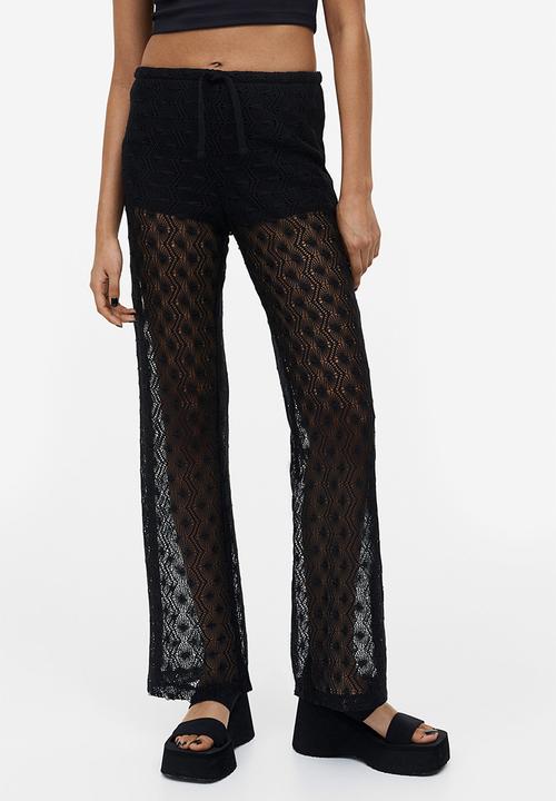 H&M - Crochet-look pull-on trousers - black