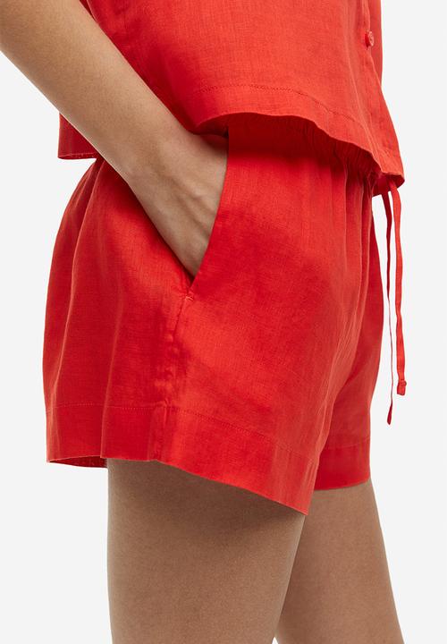 H&M - Linen shorts - bright orange