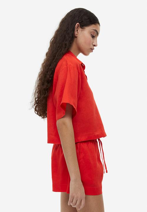 H&M - Linen shorts - bright orange