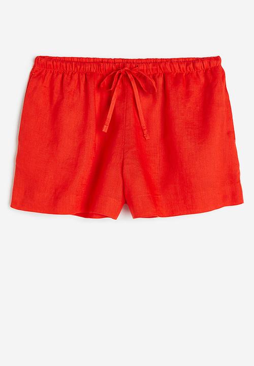 H&M - Linen shorts - bright orange