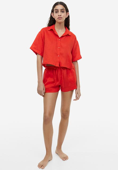H&M - Linen shorts - bright orange
