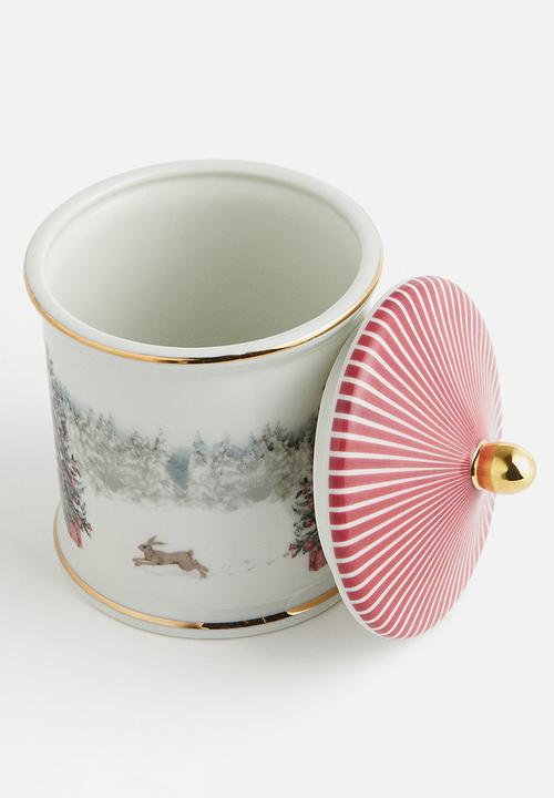 H&M - Motif-detail porcelain storage pot - white reindeer
