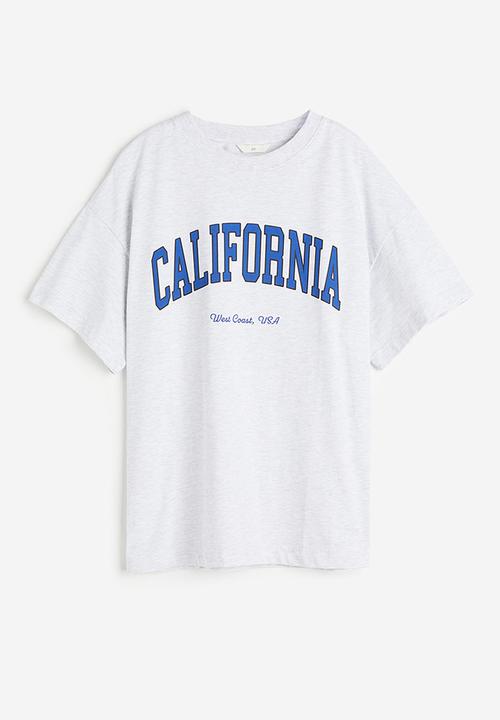 H&M - Oversized printed T-shirt - light grey marl california