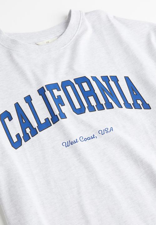 H&M - Oversized printed T-shirt - light grey marl california