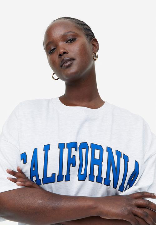 H&M - Oversized printed T-shirt - light grey marl california