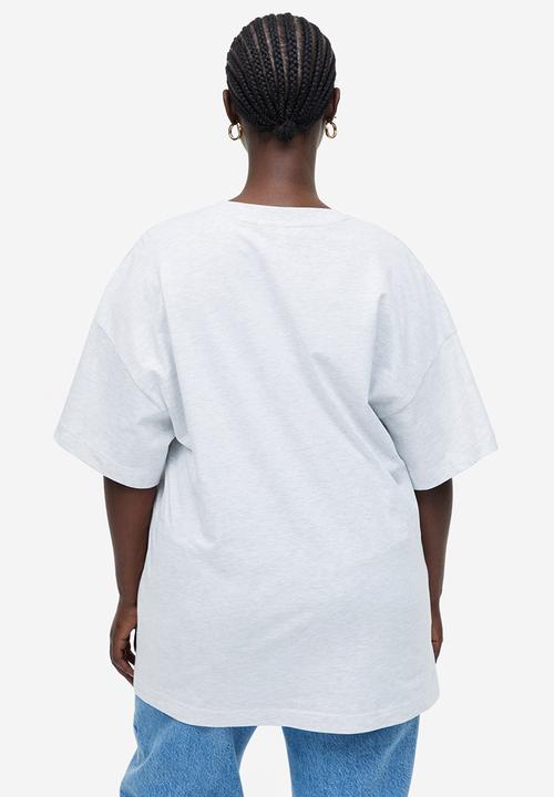 H&M - Oversized printed T-shirt - light grey marl california