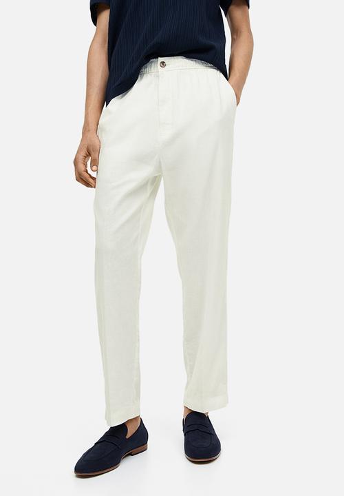 H&M - Regular fit linen-mix trousers - white
