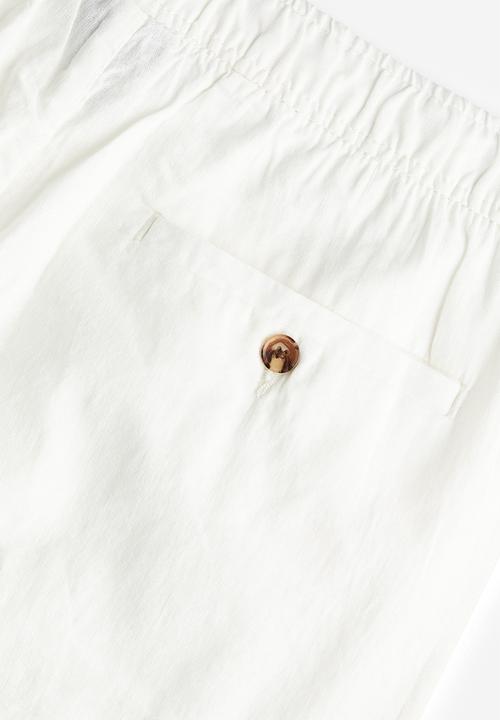 H&M - Regular fit linen-mix trousers - white