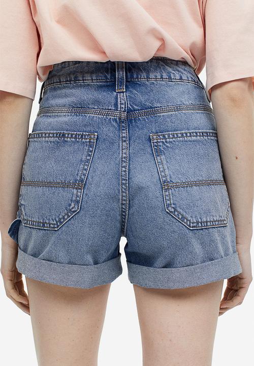 H&M - High-waisted cargo shorts - denim blue