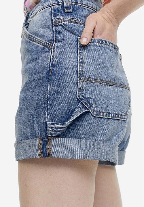 H&M - High-waisted cargo shorts - denim blue