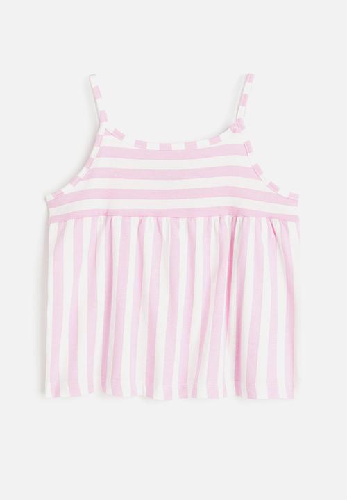 H&M - Cotton strappy top - multi,pink