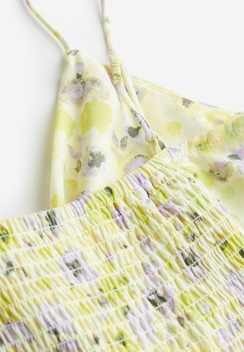H&M - V-neck dress - light yellow floral