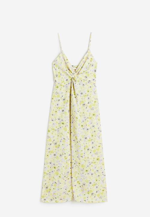 H&M - V-neck dress - light yellow floral