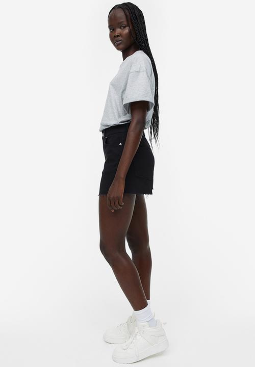 H&M - High-waisted twill shorts - black