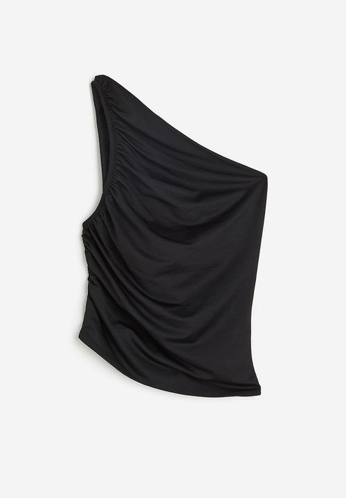 H&M - Draped one-shoulder top - black