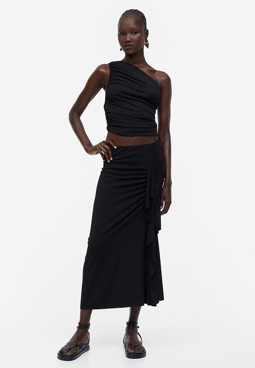 H&M - Draped one-shoulder top - black