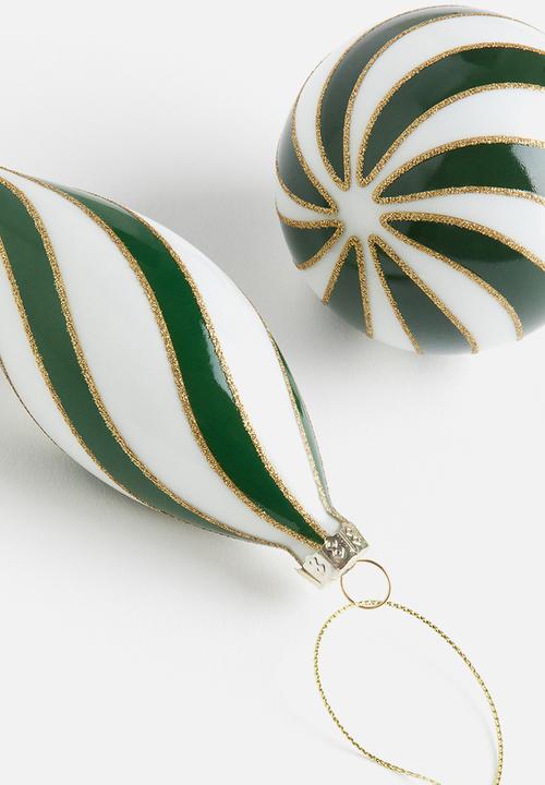 H&M - 2-Pack christmas tree decorations - green striped