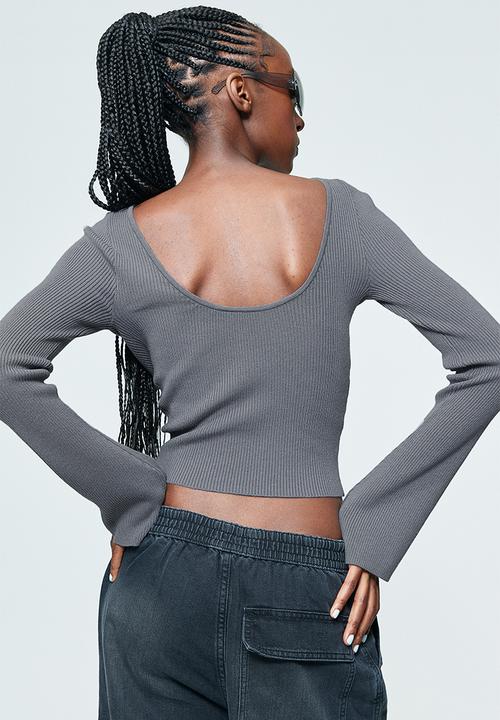 H&M - Rib-knit top - dark grey