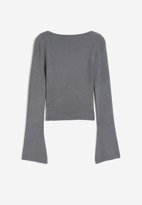 H&M - Rib-knit top - dark grey