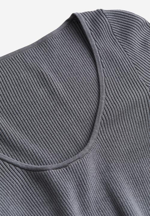 H&M - Rib-knit top - dark grey
