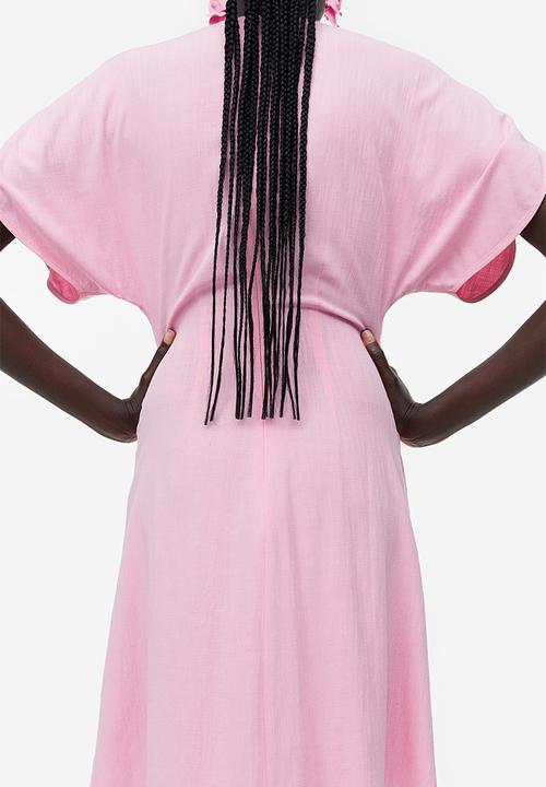 H&M - Slit-sleeved dress - light pink