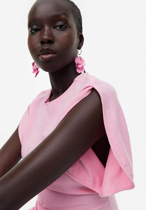 H&M - Slit-sleeved dress - light pink