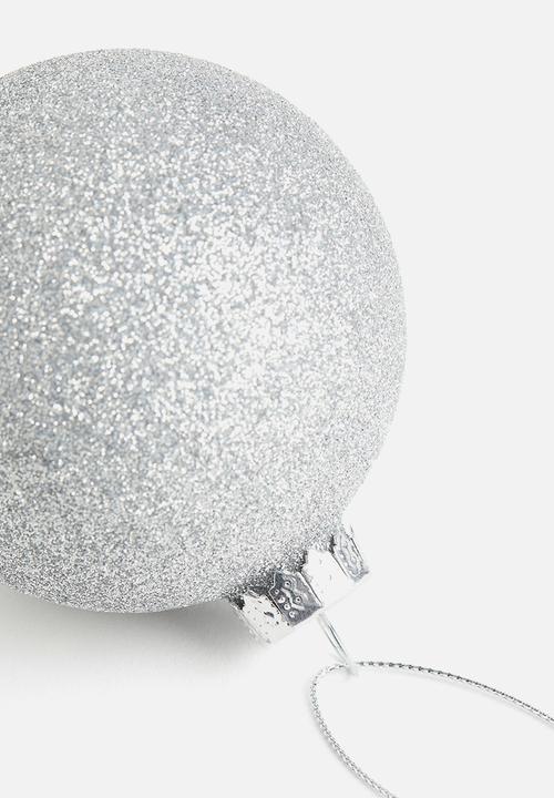 H&M - Glittery glass christmas bauble - silver