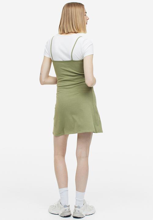 H&M - Flared-skirt jersey dress - green