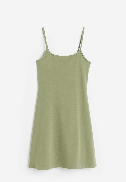 H&M - Flared-skirt jersey dress - green