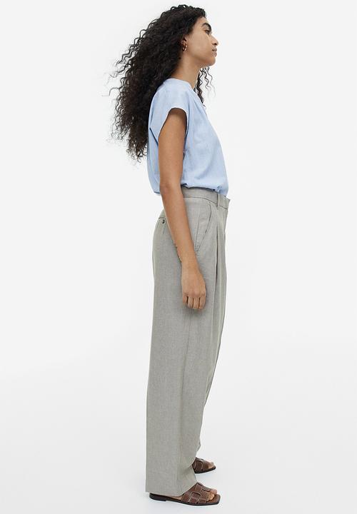 H&M - V-neck blouse - light blue & white striped
