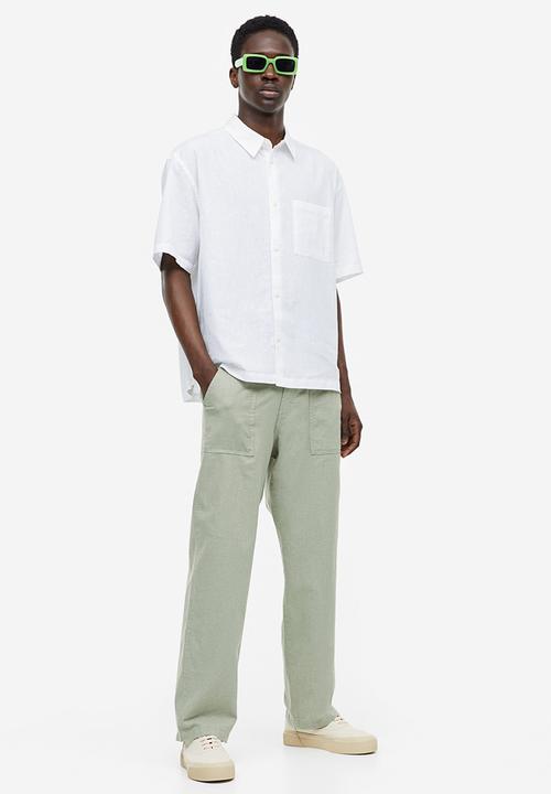 H&M - Relaxed fit short-sleeved linen-blend shirt - white