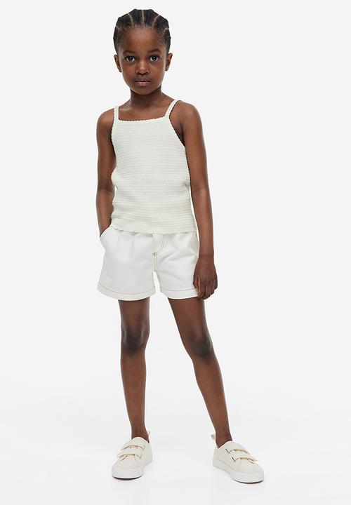 H&M - Loose fit denim shorts - white