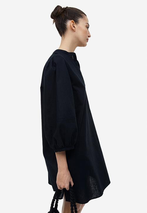 H&M - Linen-blend tunic dress - black