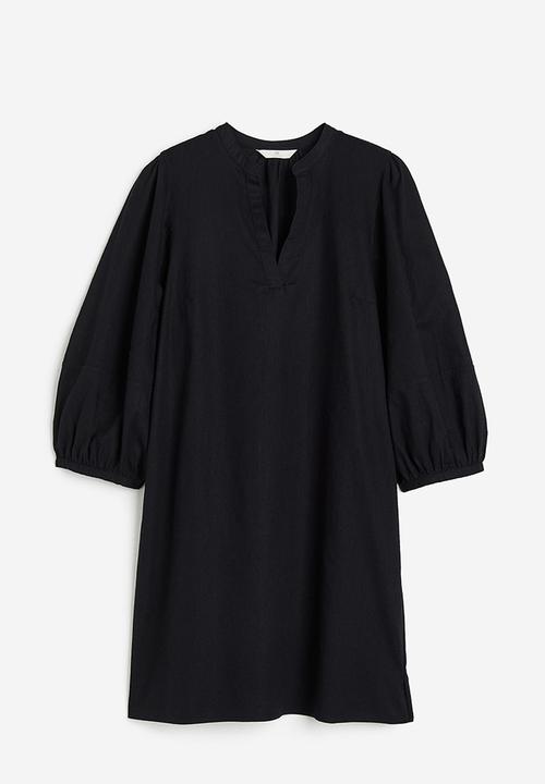 H&M - Linen-blend tunic dress - black