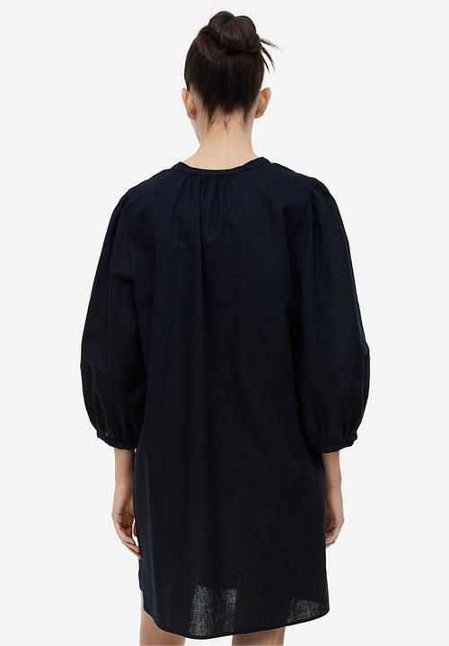 H&M - Linen-blend tunic dress - black