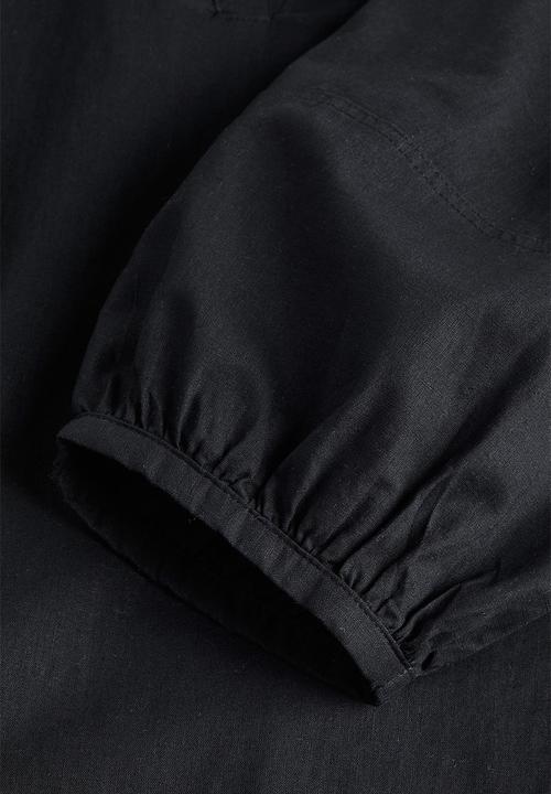 H&M - Linen-blend tunic dress - black